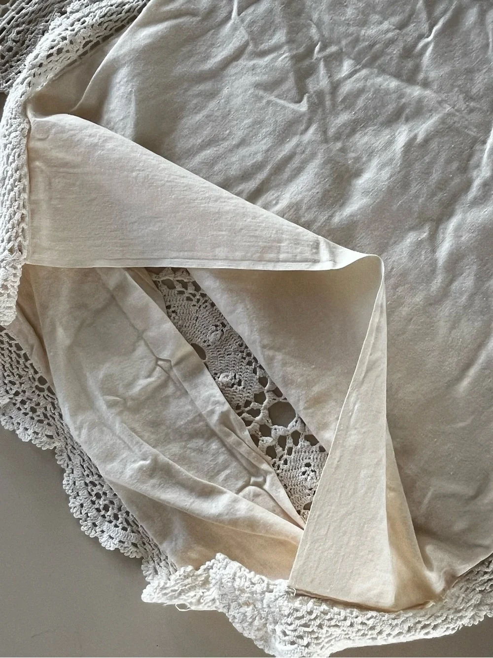 Boho vintage antique off white crochet pillow case shams